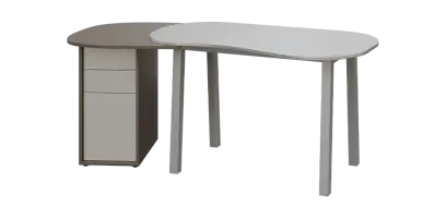 EFU 02 L stůl kancelářský, levý, masivní dřevěná podnož, deska 18 mm, široký 1820 mm, metalická